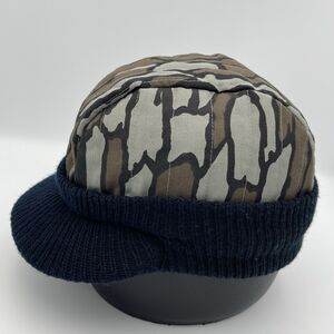 Vintage 1980s Trebark Camouflage Insulated Brimmed Beanie Hunting Hat Cap Rare